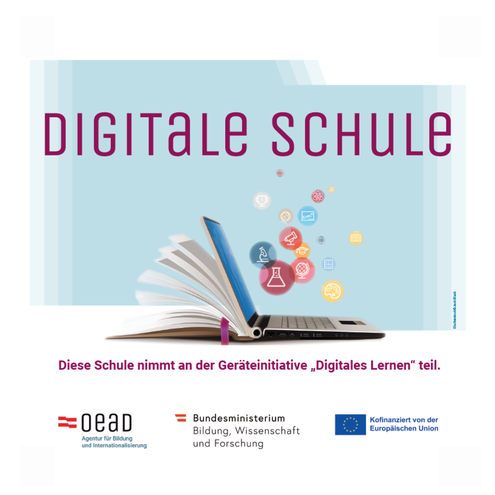 Plakette Digitale Schule von der Argentur für Bildung und Internationalisierung.